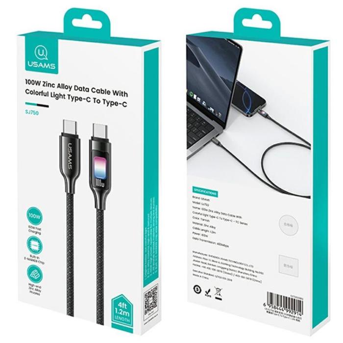 USAMS - USAMS USB-C Till USB-C Kabel 100W 1.2m TC - Tarnish