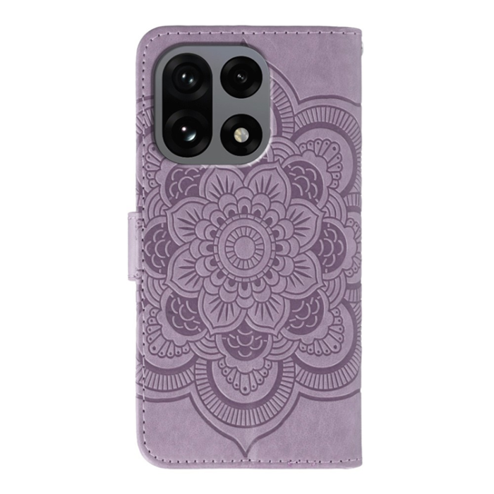 A-One Brand - OnePlus 15 5G Konstläder Plånboksfodral Mandala Imprint Rhinestone - Lila