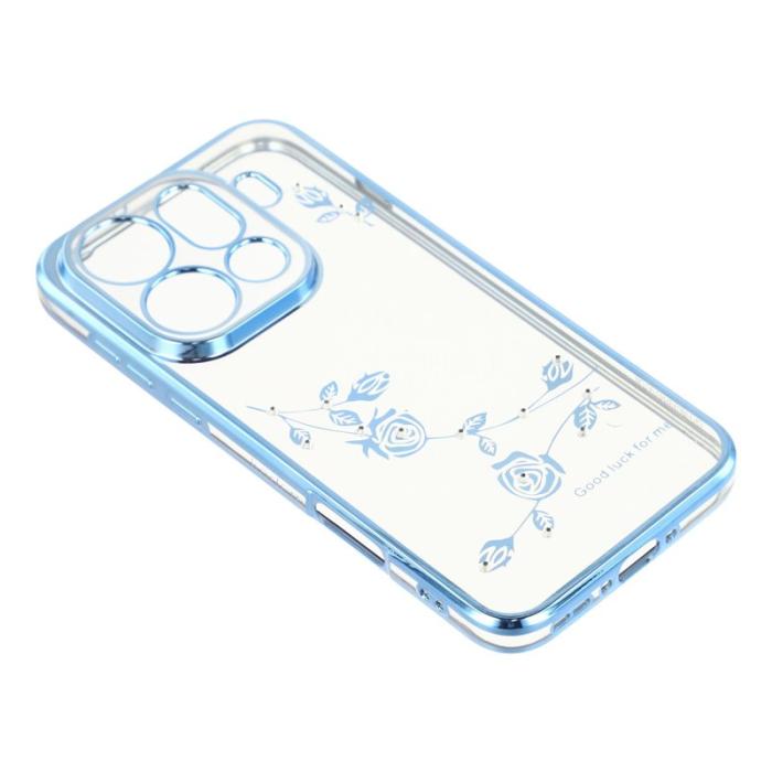 KADEM - KADEM Mobilskal till Oppo Find X9 Pro 5G Plast Blommor Rhinestones - Blå