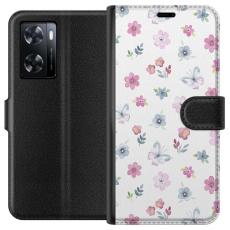 Gustaf - Pl&aring;nboksfodral till OnePlus Nord N20 SE med Blommor och fj&auml;rillar
