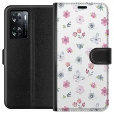 Gustaf - Pl&aring;nboksfodral till OnePlus Nord N20 SE med Blommor och fj&auml;rillar