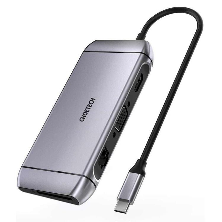 Choetech 9in1 Multifunktionell HUB 3 x USB Till USB-C - Grå | 505295 | AlltMobil