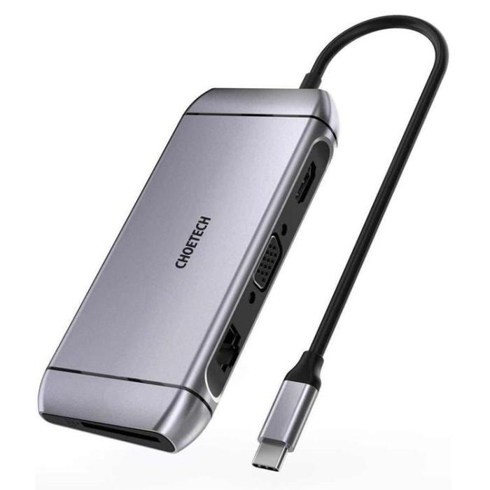 Choetech - Choetech 9in1 Multifunktionell HUB 3 x USB Till USB-C - Grå