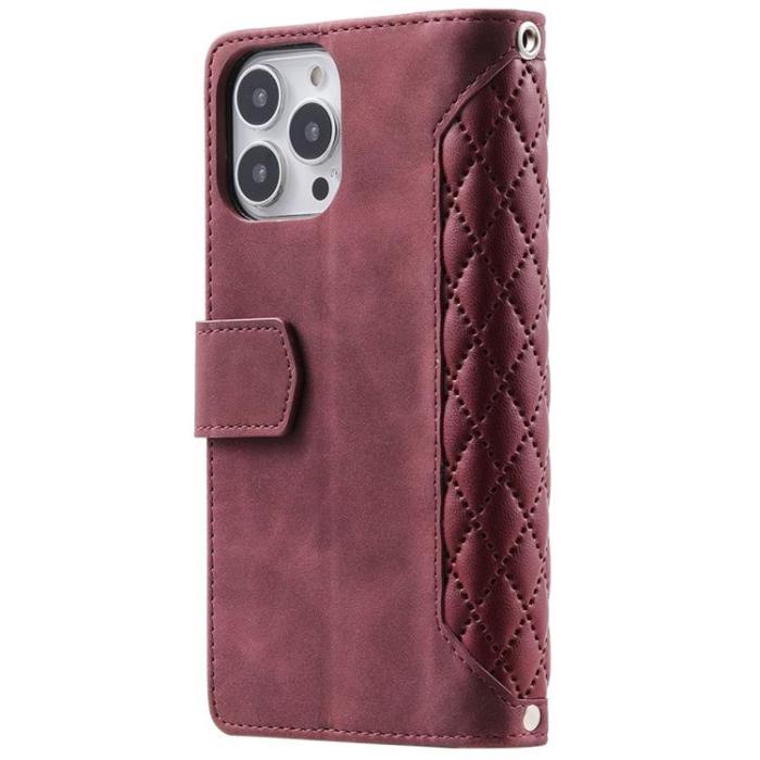 A-One Brand - iPhone 14 Pro Plånboksfodral Rhombus - Vinröd