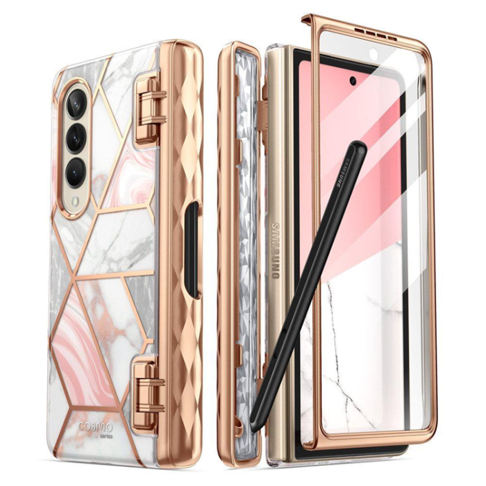 SupCase - Supcase Galaxy Z Fold 4 Skal Pen - Marblerosa