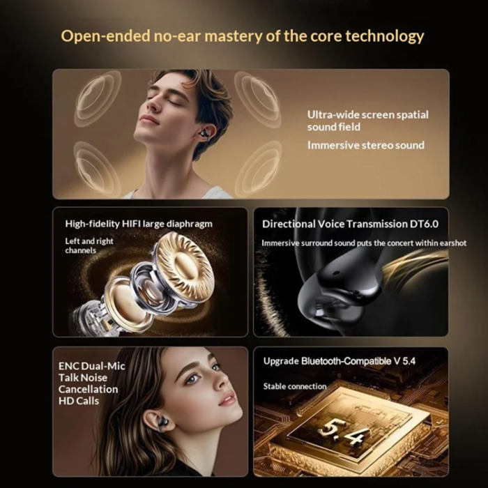 ERAZER - ERAZER In-Ear Hörlurar Bluetooth EX05 Clip-On - Iron Grå