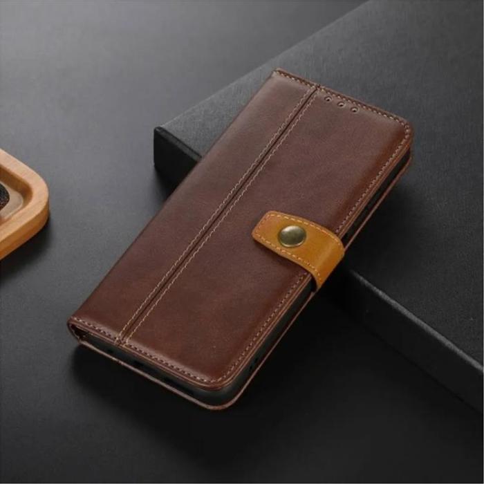 Taltech - iPhone 15 Pro Plånboksfodral Skinnimmitation - Brun
