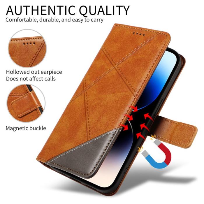 OEM - Samsung Galaxy S26 Ultra Fodral Äkta Läder Geometrisk Design - Brun
