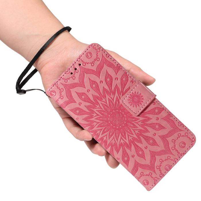 OEM - Samsung Galaxy S26 Plus Plånboksfodral Konstläder Solrostryck - Rosa