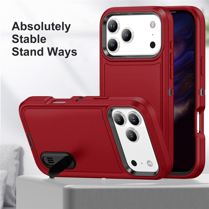 A-One Brand - iPhone 17 Pro Max Mobilskal Kickstand - Svart/Röd