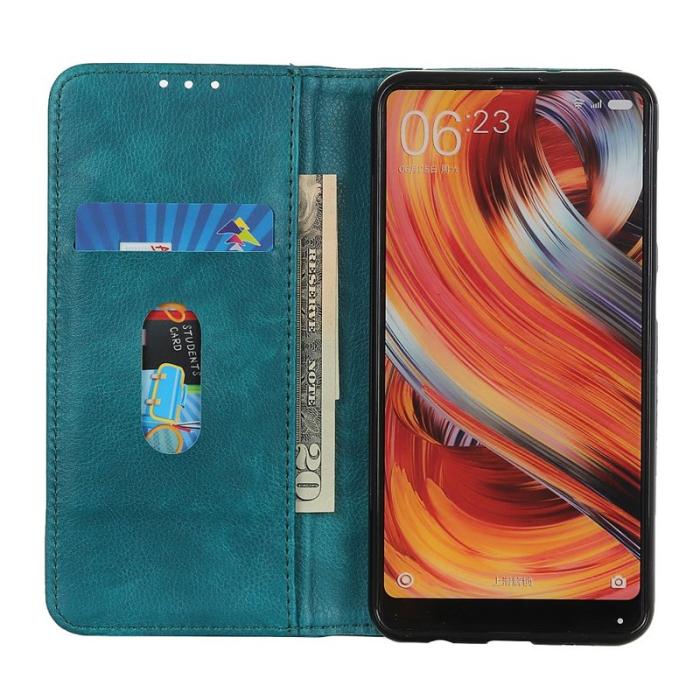 OEM - Samsung Galaxy S26 Ultra Plånboksfodral Äkta Läder Litchi Textur - Grön