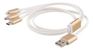 UTGATT1 - EPZI 3in1 Multiladdare, USB-C, Lightning, microUSB, USB-A, 1m, vit