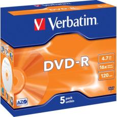 UTGATT5 - Verbatim DVD-R, 16x, 4,7GB/120min, 5-pack jewel case, AZO