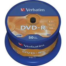 UTAGATT - Verbatim DVD-R, 16x, 4,7GB/120min, 50-pack spindel, AZO