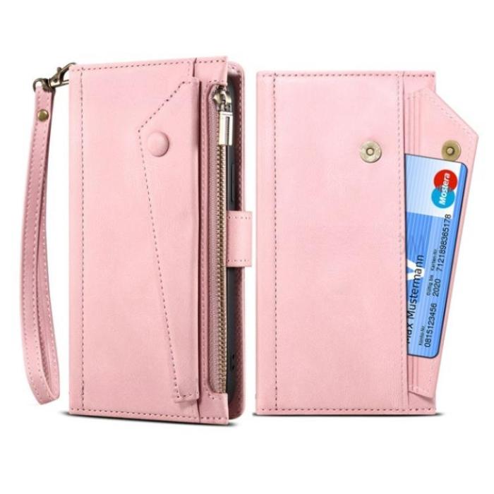 ESEBLE - ESEBLE Google Pixel 6a Plånboksfodral Zippered Kickstand - Rosa