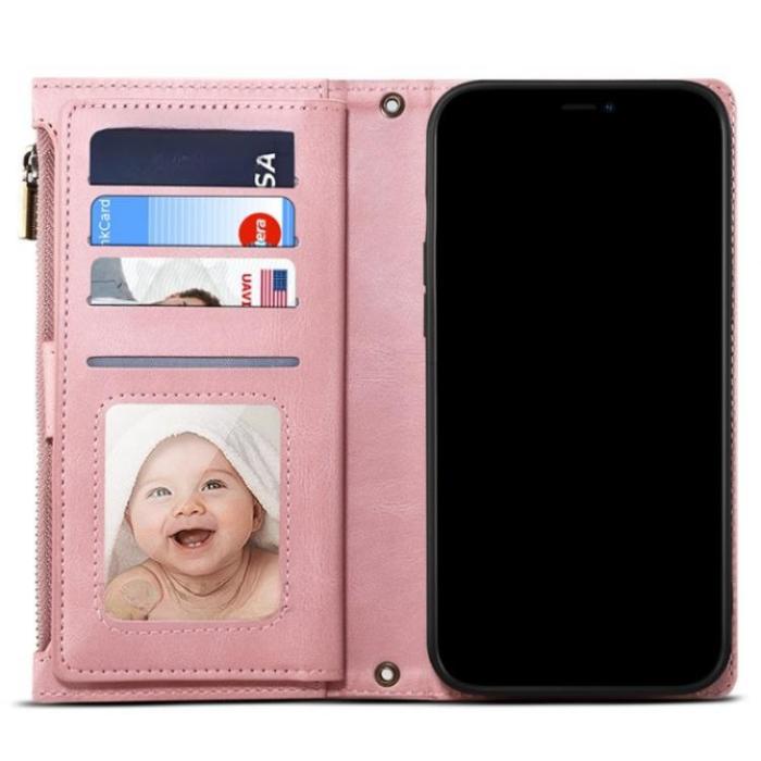 ESEBLE - ESEBLE Google Pixel 6a Plånboksfodral Zippered Kickstand - Rosa