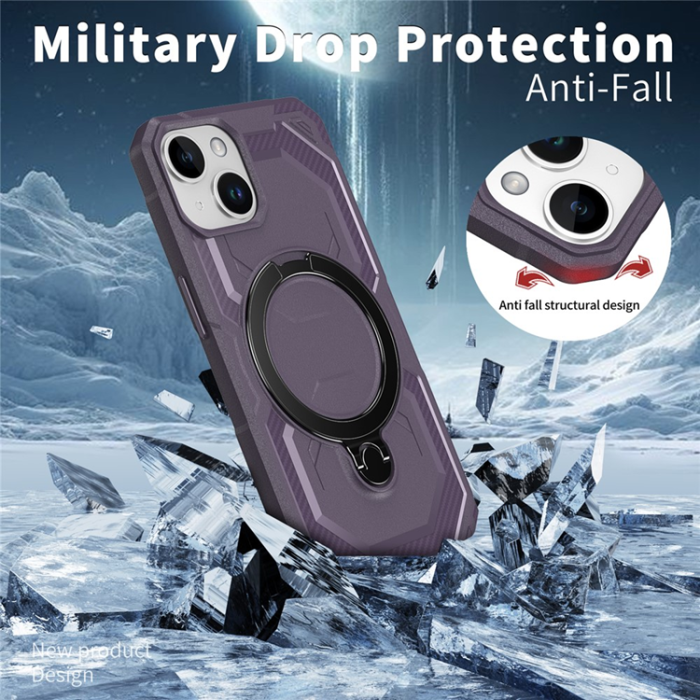 A-One Brand - iPhone 15 Plus Mobilskal MagSafe Kickstand TPU + PC - Lila