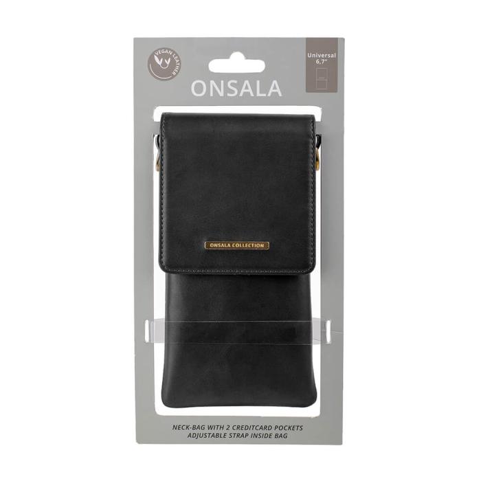 Onsala Collection - ONSALA Mobilväska med Halsrem Svart Universal 6.7