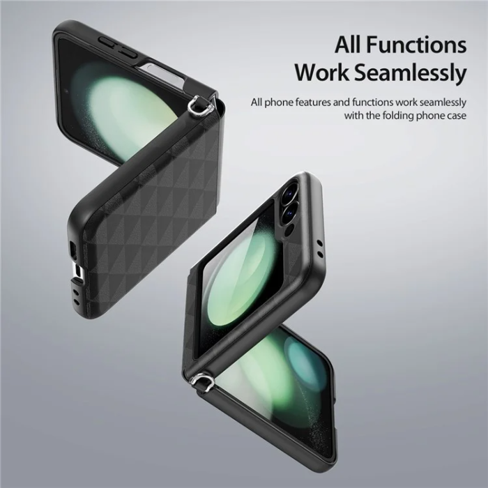 Dux Ducis - Dux Ducis Galaxy Z Flip 6 Mobilskal Fitt Rhombus Läder - Svart