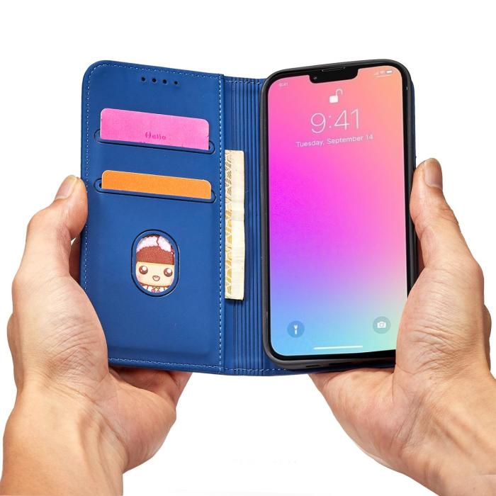 OEM - iPhone 13 Plånboksfodral Magnet Stand - Blå