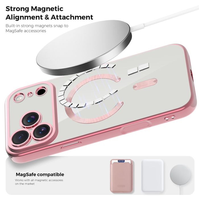 A-One Brand - iPhone 17 Pro Max Mobilskal MagSafe Korthållare TPU + PC - Rosa
