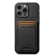 SUTENI - SUTENI iPhone 16 Pro Max Mobilskal Korthållare Litchi Läder