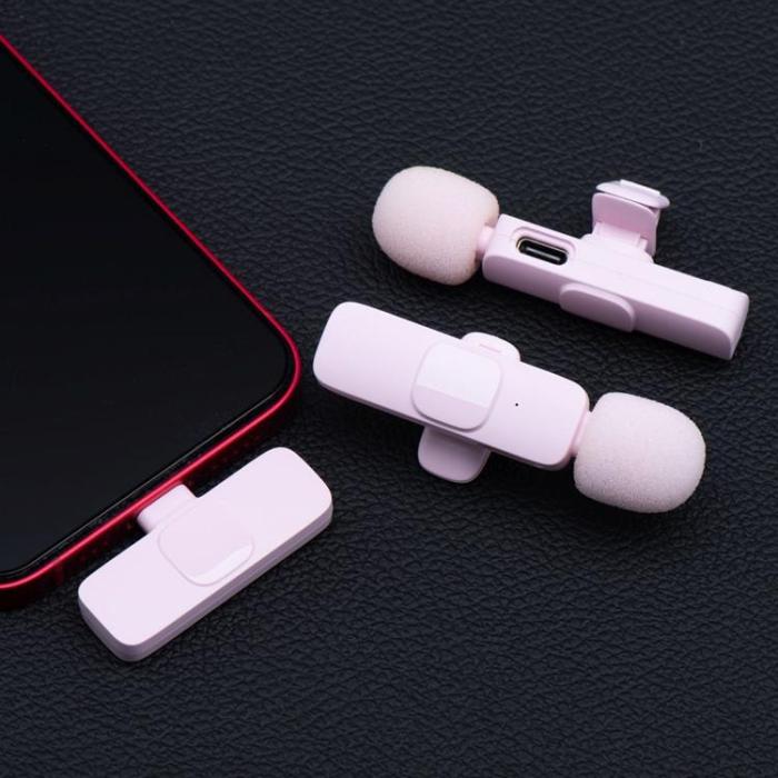 OEM - 2-i-1 Trådlös Lavaliermikrofon USB-C Dubbel K1 - Rosa