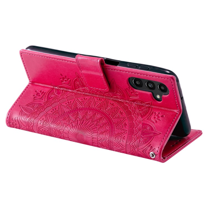 OEM - Galaxy A24 4G Plånboksfodral Imprinted Mandala Flower - Magenta