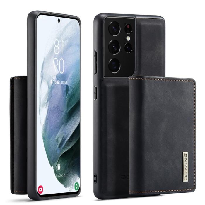 DG.MING - Samsung Galaxy S21 Ultra Skal DG.MING M1 Magnetic Tri-fold Wallet Med Kickstand