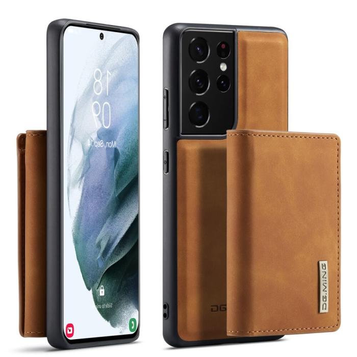 DG.MING - Samsung Galaxy S21 Ultra Skal DG.MING M1 Magnetic Tri-fold Wallet Med Kickstand