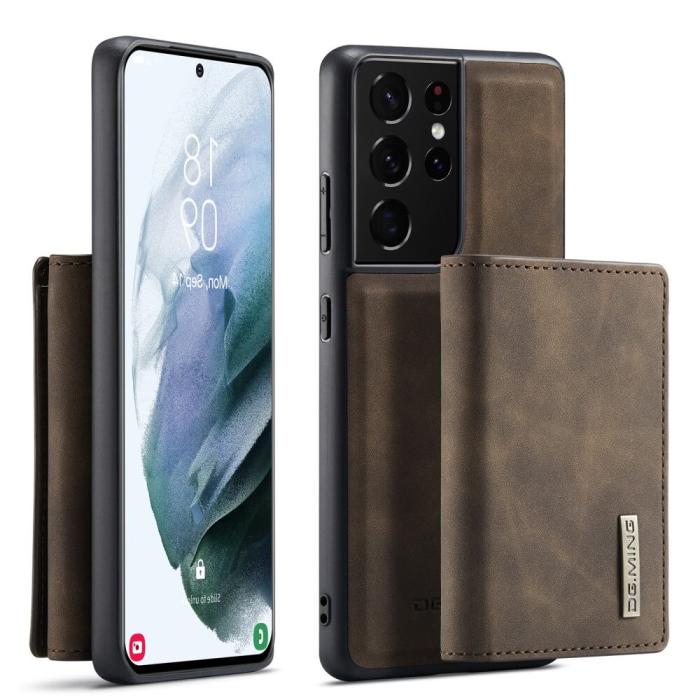 DG.MING - Samsung Galaxy S21 Ultra Skal DG.MING M1 Magnetic Tri-fold Wallet Med Kickstand