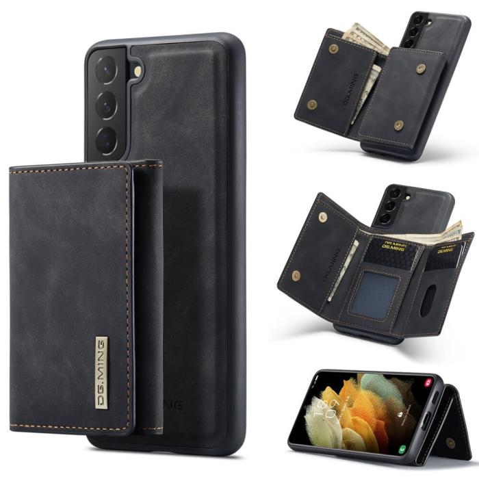 DG.MING - Samsung Galaxy S21 Skal DG.MING M1 Magnetic Tri-fold Wallet Med Kickstand
