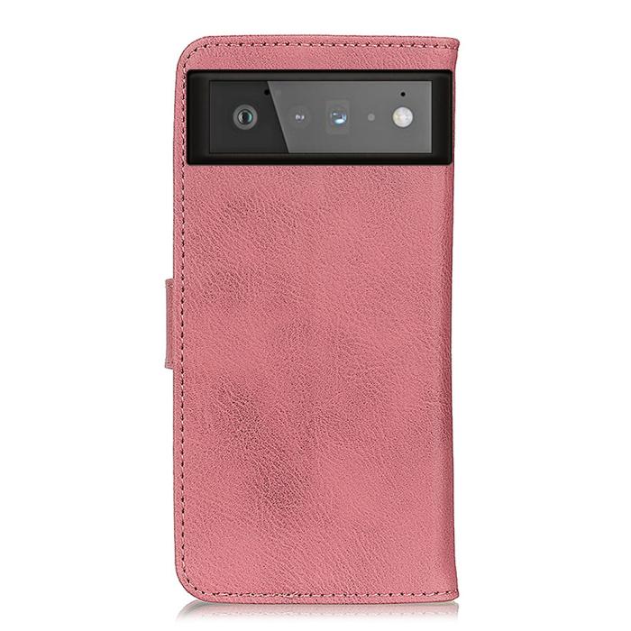 KHAZNEH - KHAZNEH Läder Plånboksfodral Google Pixel 6 - Rosa