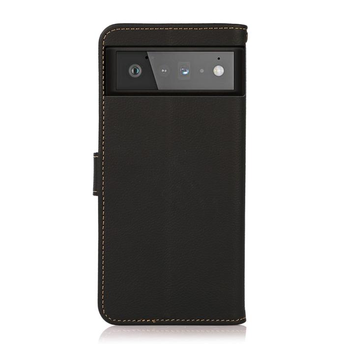UTGATT1 - KHAZNEH RFID Äkta Läder Plånboksfodral Google Pixel 6 - Svart