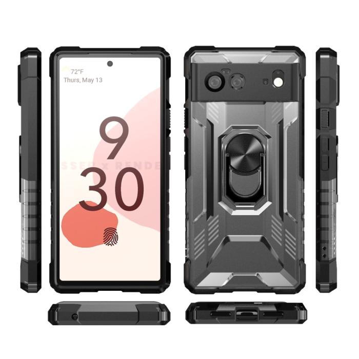 A-One Brand - Kickstand Shockproof Ring Holder Skal Google Pixel 6 - Svart