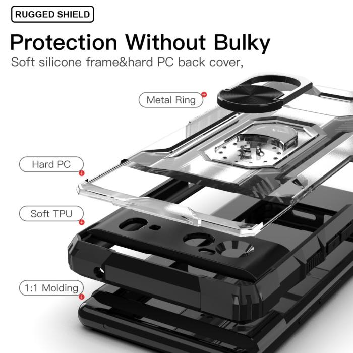 A-One Brand - Kickstand Shockproof Ring Holder Skal Google Pixel 6 - Svart