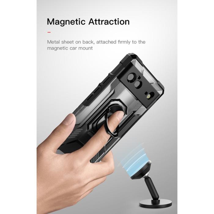 A-One Brand - Kickstand Shockproof Ring Holder Skal Google Pixel 6 - Svart