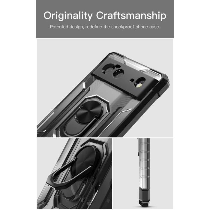 A-One Brand - Kickstand Shockproof Ring Holder Skal Google Pixel 6 - Svart