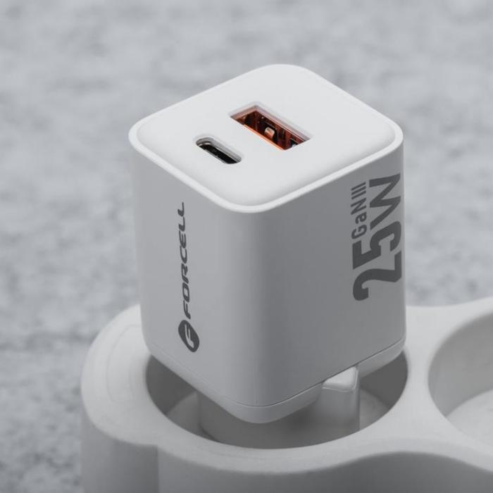 Forcell - Forcell Mini Snabbladdare 25W USB-C/USB-A GaN III QC4.0 PD