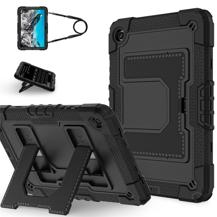A-One Brand - Galaxy Tab A9 Plus Skal Kickstand Med Rem Anti Drop - Svart