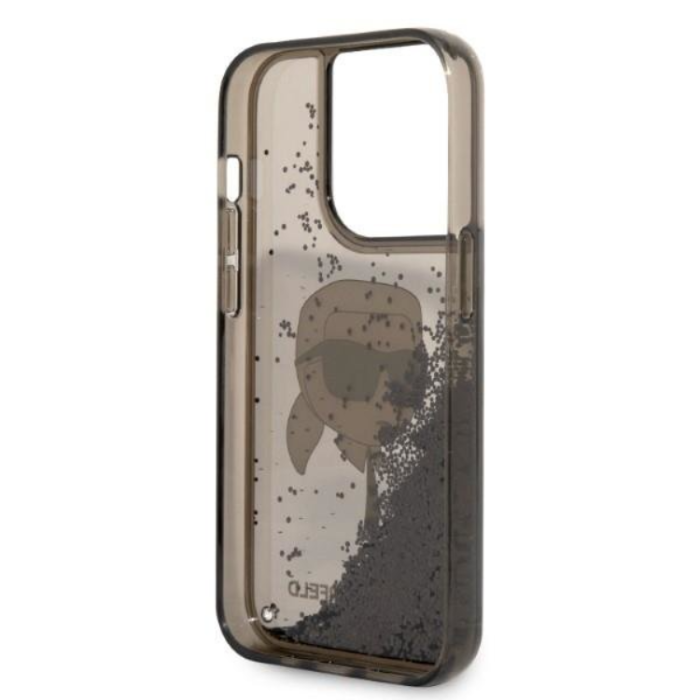 KARL LAGERFELD - Karl Lagerfeld iPhone 14 Pro Skal Liquid Glitter Head - Svart