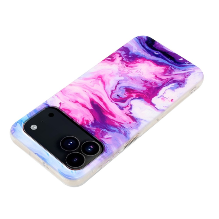 A-One Brand - iPhone 17 Pro Max Mobilskal Marble Pattern Painted TPU - Rosa
