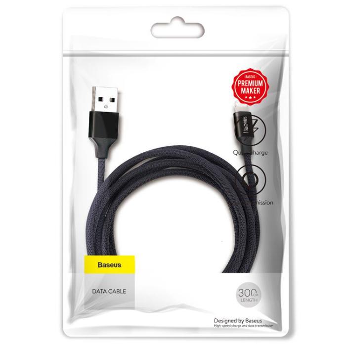 BASEUS - Baseus USB Till Lightning Kabel 3m 1.5A Yiven - Svart