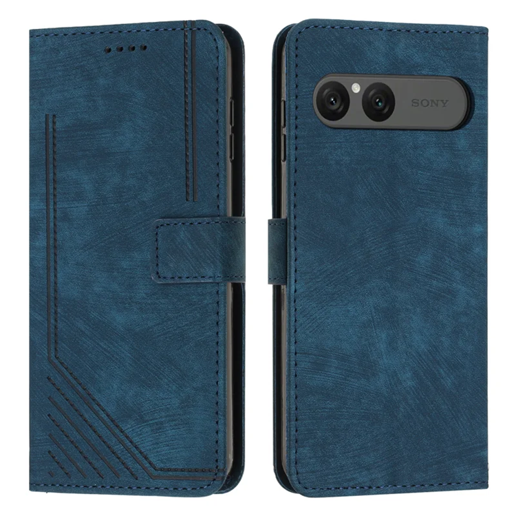 Sony Xperia 10 VII Plånboksfodral Imprinted Lines - Sapphire | 2353 | AlltMobil