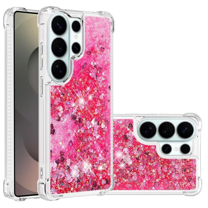 OEM - Mobilskal till Samsung Galaxy S26 Ultra TPU Glittrande Stötskydd Rosa / Hjärtar