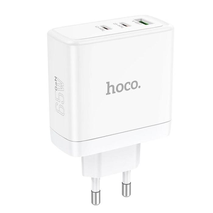 Hoco - Hoco Väggladdare 2 x Type C + USB A 65W GaN - Vit