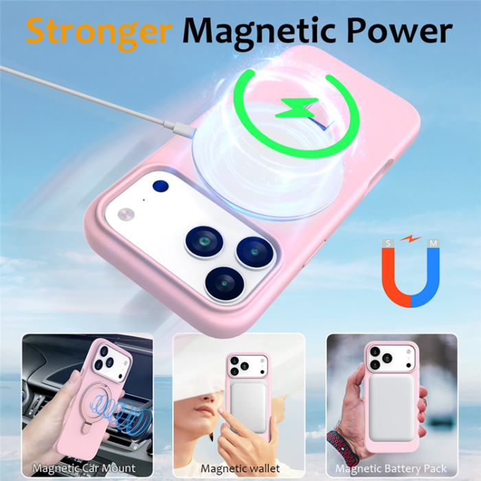 A-One Brand - iPhone 17 Pro Mobiskal MagSafe Kickstand PC + Silikon - Grårosa