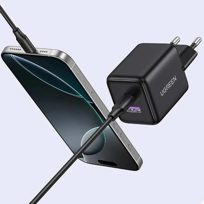 Ugreen - Ugreen GaN Snabbladdare 30W USB-C - USB-A X516 - Grå
