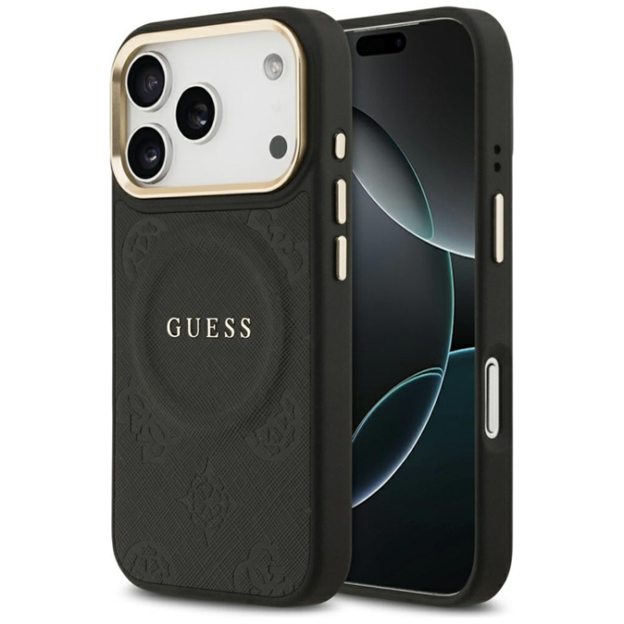 Guess - Guess iPhone 17 Pro Mobilskal Magsafe Peony Hot Stamp - Svart