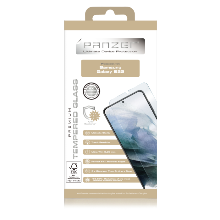 UTGATT1 - Panzer Härdat Glas Galaxy S22